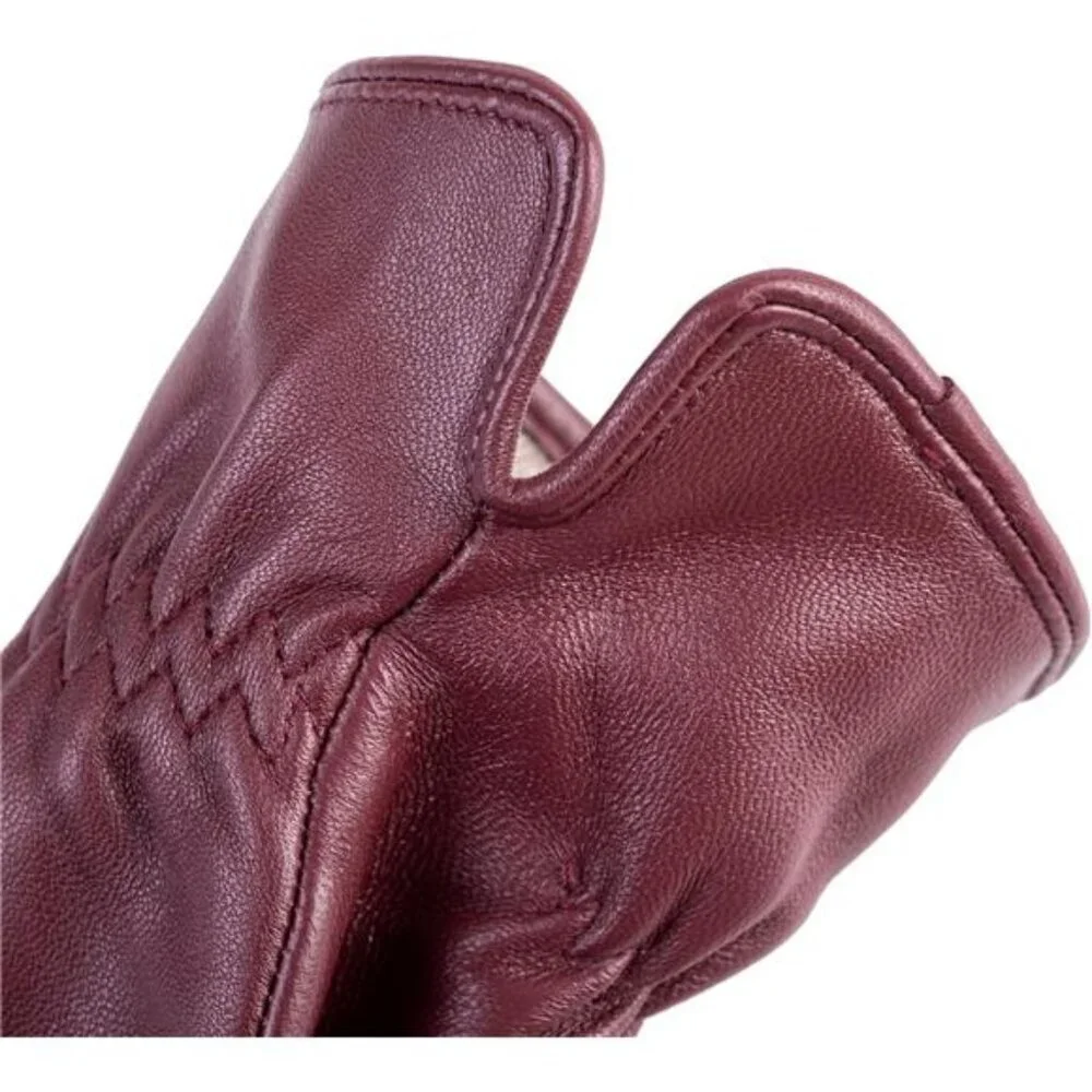 NWT Leather Gloves Touchscreen Cashmere Lined Red Women